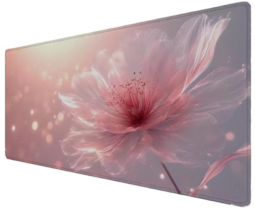 Tapis de Souris 800x400x3mm rose Fleur 1 Sous Bord Cousu et Surface Imperméable Tapis Souris Base en Caoutchouc Antidérapante Améliore la Précision, pour Divers Ordinateurs École, Bureau, Maison Z-187