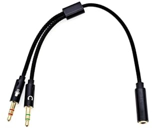 JZK 3.5mm Mic Headphone Splitter Cable, 3.5mm CTIA Female to 2 Male Audio Microphone Splitter Adapter Cord, Gold Plated Headset Jack Connector for PS4, for Xbox, PC, Laptop, Speaker