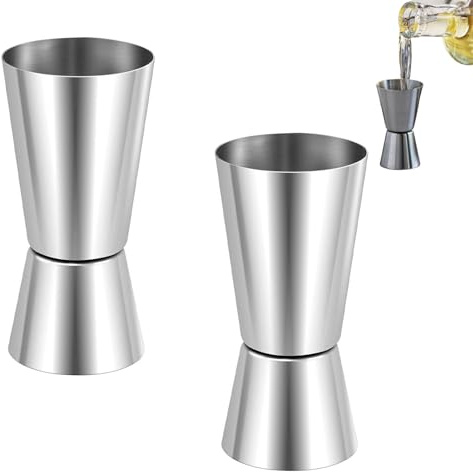 2 Stück Cocktail Messbecher,Cocktail Doppelmass Mit Skalierun Skala 2cl 4cl | Barmass Cocktailmessbeche,Edelstahl Messbecher Cocktail Für Gin, Whiskey,Alkohol,Hochwertiges Bar- Und Cocktail Zubehör