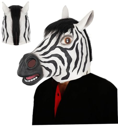 Maschera da zebra Maschera di animale a testa intera divertente e realistica per feste in con giochi di ruolo