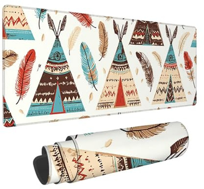 Tapis de Souris de Jeu, 800 x 300 mm XXL Tapis Souris Gaming Grand, Antidérapant Étanche, iExtended Long Clavier Mouse Pad XXL, Accessoire Bureau, pour Gamer, Ordinateur, PC (Plume) i-885