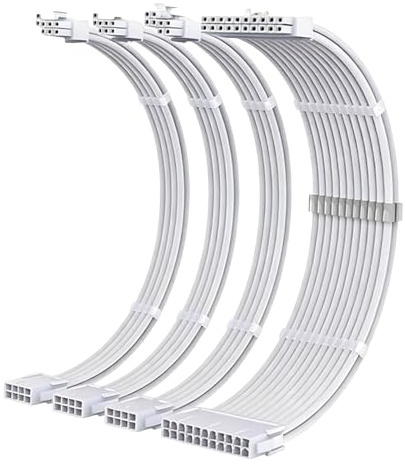Kit D'extension De Câble D'alimentation, Extension De Câble PSU, Kit de Câbles Gainés pour PC/GPU/CPU, Rallonge de Câble D'alimentation 18AWG avec Peignes de Câble, 24PIN1+8(6+2) PIN2+8(4+4) PIN*1