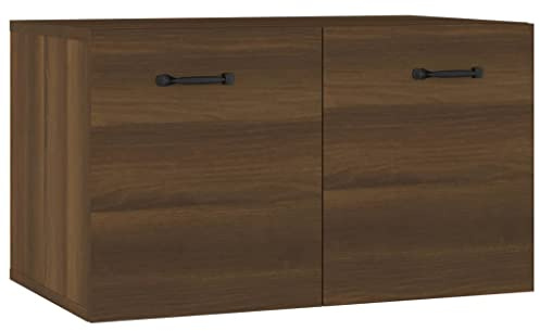 Yamxder Wandschrank Braun Eichen-Optik 60x36,5x35 cm aus robustem Holzwerkstoff mit 2 Schubladen Modernes Design Stauraum bis 60 kg für Flur Wohnzimmer Balkon und Home-Office