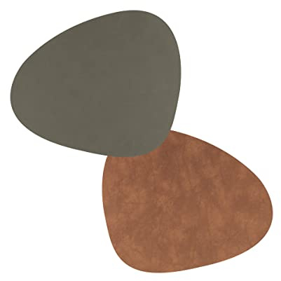 LindDNA Curve Tischset recyceltes Leder Nupo wendbar grün/Natur Größe: 37 x 44 cm, 982187