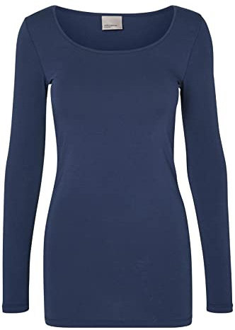 Vero Moda Vmmaxi My Ls Soft Long U-neck Noos, Maglietta a maniche lunghe, Blu (Black Iris), XL Donna