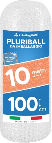 IMBALLAGGI 2000 - Pluriball Imballaggio, 1Pz 1x10Mt 35gr/mq, Ideale per Spedizione Trasloco e Trasporto - Plastica per Imballaggio con Bolle Valida come Imballaggio per Spedizioni e Protezione Oggetti