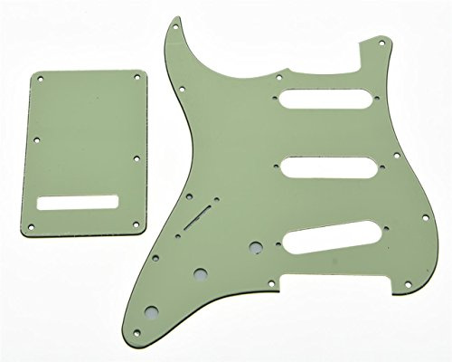 KAISH Lefty ST/Strat Style SSS Pickguard Linkshänder Tremolo Trem Cover Rückplatte für USA/Mexiko Stratocaster/Strat Mint Green 3-lagig