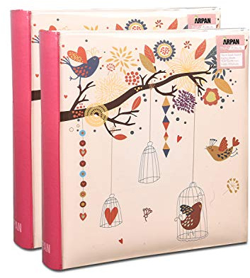 2 x Photo Album 200 6 X 4'' / 15 x 10 cm Photos Slip in Picture Album CD/DVD Pocket Memo Writing Area - Gifting Album by Arpan (Vintage Art Deco Style)