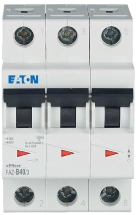 Eaton MCB Leitungsschutzschalter Typ B, 3-polig 40A 240 → 415V, Abschaltvermögen 10 kA xEffect