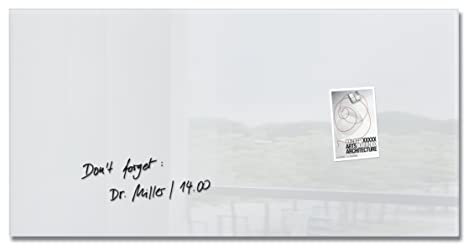 SIGEL GL146 Premium Glas-Whiteboard 91x46 cm super-weiß hochglänzend, SGS geprüft, einfache Montage, incl. 3 starke Magnete, Glas-Magnettafel für Büro & Schule, Artverum