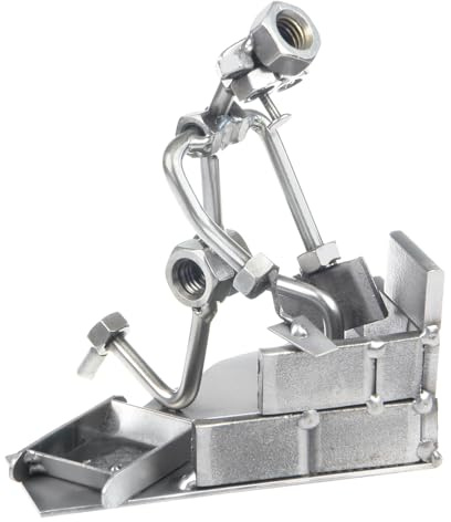 metalman24 Schraubenmännchen Maurer - Handarbeit Geschenkidee Metallfigur Metallmännchen Stahlfigur Schraubenmännle - Deko für Büro & Zuhause