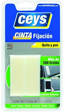 Ceys - Cinta Adhesiva Crick Quita y Pon - Fijación de Alta Resistencia - Pega y Retira de manera fácil cualquier objeto - 4 Tiras 7x25 mm