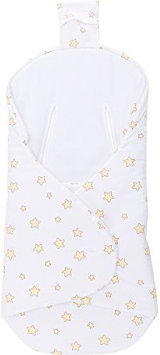 Baby Einschlagdecke für Babyschale/Kinderwagen (100% Baumwoll-Jersey) (Sterne Gelb)