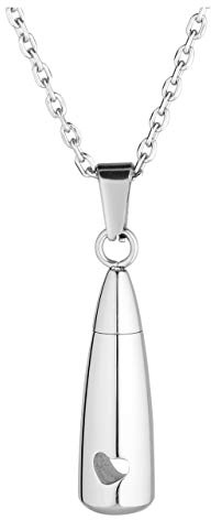 Jovivi Edelstahl Asche Schmuck Memorial Urne Flasche Hohl Herz Tropfen Anhänger Kette Kapsel Pendant Halskette für Gedenk/Silber