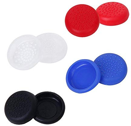 Aeromdale Plastic Thumbstick Joystick Thumbstick Caps für Playstation 4 PS4 Controller - Schwarz Rot Hellblau 4 Pairs Unterhaltungszeit