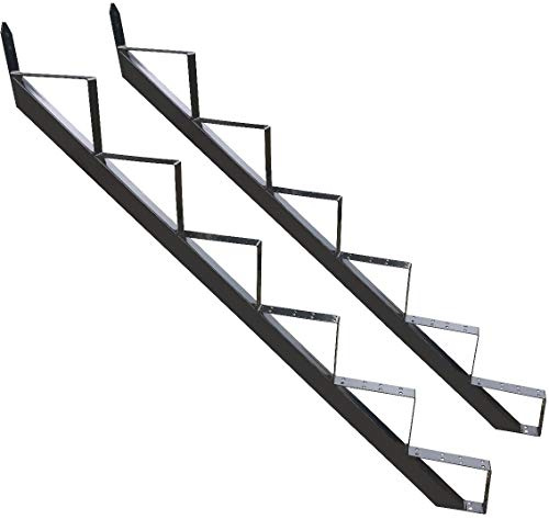 Treppenrahmen 2-10 Stufen-Wahl Stahl-Treppe RAL 7016 Anthrazit Treppenholm/Wählen Sie die Stufen-Anzahl (2 stufig) (6 stufig)