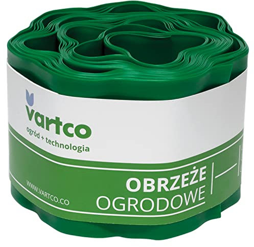Vartco Lawn Edging Garden Fence Wavy Flower Bed Edging Mowing Edge Garden Palisade Root Barrier Plastic (Green, 10 cm x 9 m)