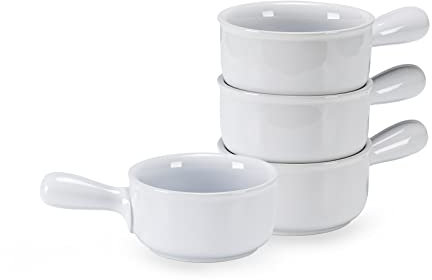 Henten Home Juego de Tazón de Sopa, Tazones de Consomé de Cerámica, Cuencos para Cereales Porcelana Apto para Microondas y Lavavajillas - 4 x 400ml