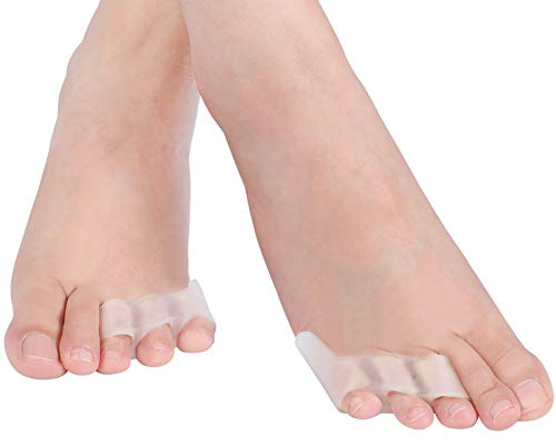 Zehenspreizer Kleiner Zeh, 2 Paar Zehenschutz Silikon Kleine Zeh Bunion Protektoren, Drei Löcher Kleine Zehe Separatoren, Klarer Bursitis Schutz für überlappende Zehen, Gekräuselter Kleiner Zeh