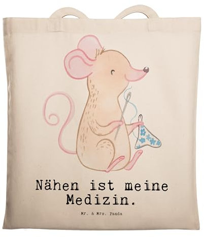 Mr. & Mrs. Panda Laptoptasche Maus Nähen - Geschenk, Beutel, Nähmaschine, Nähprojekte, Umhängetasche, Shopping Tasche, Schultertasche, Nähkurs, Kreatives Hobby, totebag, DIY