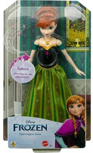 DISNEY Die Eisknigin Singende Anna-Puppe - 30-sekündiger Song-Ausschnitt, klassisches Schlossoutfit, abnehmbarer weicher Rock, kämmbare Haare, für Kinder ab 3 Jahren, Polnische Version, HMG45