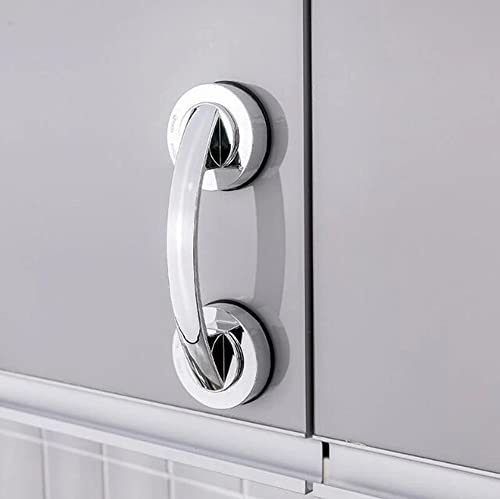 WANLIAN Powerful Suction Cup Glass Mirror, Door Handle, Fridge Drawer, Bathroom, Wall Handrail, Bathtub, Shower Handle, Kitchen Drawer, Cupboard Handle, (Silver)