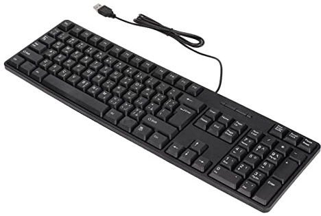SUNGOOYUE Arabische Tastatur, Kabelgebunden 104 Tasten ABS Bürotastatur mit USB Schnittstelle für Desktop Computer und PC (Schwarz)