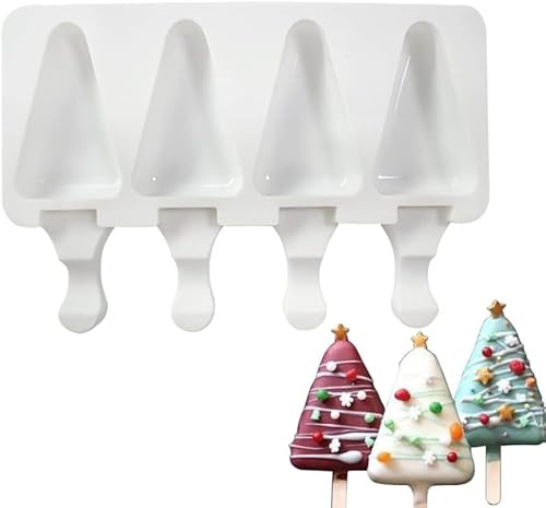 Lot de 1 moule à glace en silicone en forme de triangle mignon à 4 cavités pour enfants et adultes, moule à crème glacée, moule à gâteaux, moule à glace fait maison H