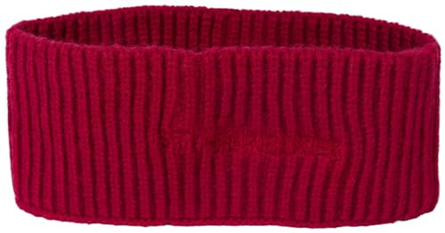 styleBREAKER Damen Strick Stirnband Logo Stick, Bordeaux-Rot | Perlrippen-Muster, 20 cm Bundweite ungedehnt, 8 cm breit, passend für 46-58 cm Kopfumfang, schützender Ohrenwärmer.