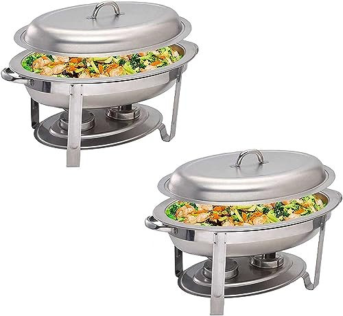 5,5 l Edelstahl Chafing Dish – ideal für Veranstaltungen – Party Catering Buffet Server & Speisenwärmer Set mit Brennstoffhaltern – 1/2/4 Packungen erhältlich