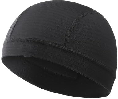 Oscenny Fahrradmütze, feuchtigkeitsableitend, atmungsaktiv, Unterhelm-Innenfutter, Totenkopfkappe, Mütze für Herren und Damen, für Radfahren, Motorrad, Laufen, Sommer, Einheitsgröße, Schwarz ,