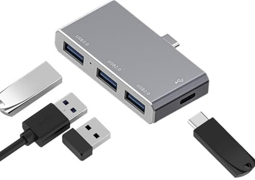 Estación de acoplamiento para ordenador portátil, adaptador multipuerto concentrador USB C TYPE-C 4 en 1, monitor USB C multifuncional, adaptador concentrador USB para trabajar en múltiples
