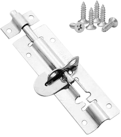 4 Inch Door Lock, Stainless Steel Door Bolt Lock with Padlock Hole and Screws Bedroom Locks Thickened Latch Locks for Bathroom Gate Shed Garden Toilet