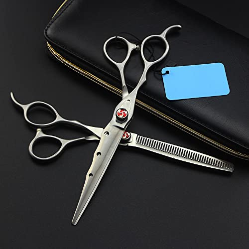 PUFAHAU Professionelle Haarschneideschere, 7 Zoll, professioneller japanischer 440c-Stahl, für die Linke Hand, mattiert, Haarschere zum Schneiden und Effilierschere für Friseure(Set with Bag)