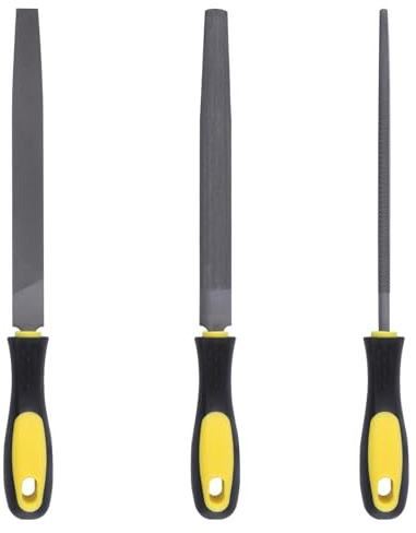 LEONTOOL Holzraspelfeilen-Set, 20,3 cm, inklusive runder, halbrund, flacher Feilenraspel, T12 Karbonstahl, Metallfeilen-Set, Handfeile mit Gummigriff, Holzraspeln für Holzbearbeitung, Kunststoff und