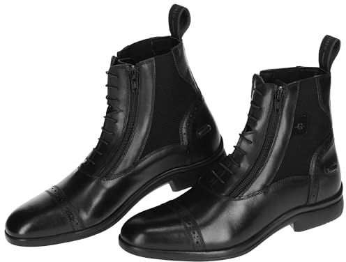 Covalliero Botte d'équitation Vienna, chaussure d'équitation, vêtement d'équitation, cuir, noir, taille 41, femme, avec porte-éperons, insert élastique