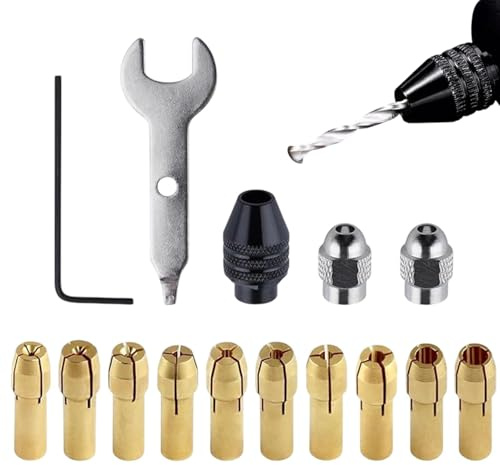 Bithalter Stahl 0,5-3,2 mm Adapter mit Muttern | 15-teiliges Metall-Bithalter-Set Für Fräsen Gravieren Metallbearbeitung Drehen Werkstatt Industriewerkzeug