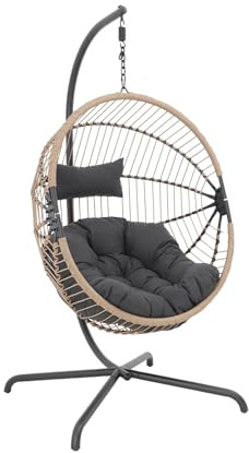 Alice's Garden sweeek - Oeuf Suspendu Acier Polyester Cassis Beige et Noir. 96 x 95 x 200 cm