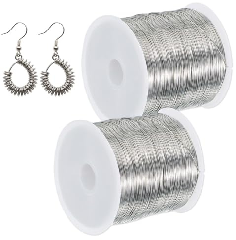 WYRGQIQN Basteldraht Silberfarben 2 Rollen Schmuckdraht Kupferdraht 100m je Rolle 0,3mm für,Schmuck Craft Making Beading Wire - Silber,Schmuckherstellung und Bastelprojekte