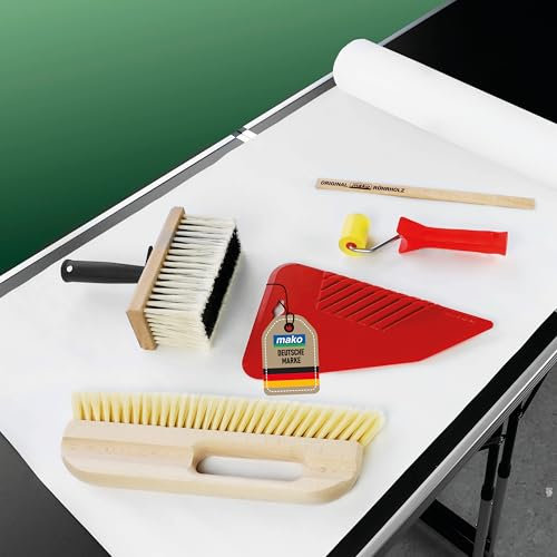 mako PROFI Tapezierset – Präzises Tapezierwerkzeug mit Kleisterbürste, Tapetenspachtel, Tapetenstreicher, Nahtroller und Rührholz (5-teilig)