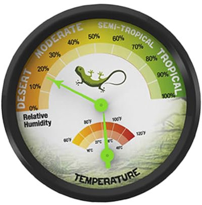 VANZACK Reptile Thermometer and Hygrometer Analog Mini Mechanical Meter Battery-free High Precision for Terrarium and Leopard Gecko Bearded Dragon Tank Use
