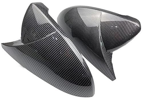 MEXWLOP 2 Stück Seitenspiegel-Abdeckkappen, hellschwarz, for VW, for Golf, 7 MK7 7.5 GTD R GTI, for Touran, L E-, for Golf, Rückspiegel-Gehäuseabdeckung Auto-Seitenspiegelabdeckung(BLACK Carbon Look B