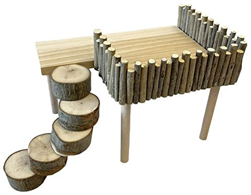 Hamster Holzplattform, Hamster Kletterleiter 30 x 21 x 21 cm, Spielzeugkäfig Zubehör für Meerschweinchen, Chinchillas, Rennmäuse, Hamster