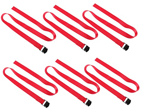 KONTONTY Heavy Duty Nylon Lashing Straps Luggage Tie down Belts with Buckle 25mm x 1m for Travel Cargo Securing 6pcs Red