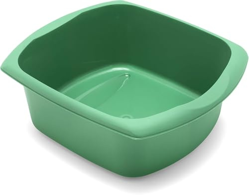 Aurora Night Rectangular Bowl – 9.5L Durable Plastic Washing Up Bowl for Kitchen, Home & Utility Use – Easy Grip Handles (Jade Green)