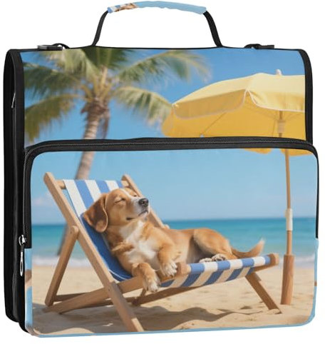 Golden Retriever Hund am Strand 3,8 cm 3 Ringe Büroordner Organizer mit Griff Wasserdicht Schulordner Organizer für Mittelschule