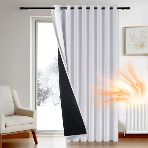 Deconovo Tenda Oscurante Termica Doppio Strato, Antivento, Pesante, Isolante per Freddo e Caldo, Adatta per Finestre e Porte, 280x245 CM, Grigio Perla, 1 Pezzo – Certificata Oeko-Tex® Standard 100