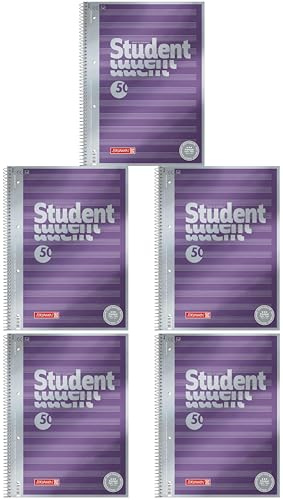 BRUNNEN Collegeblock Premium Student „Noten“ | A4, Lineatur 14, 50 Blatt, violett (A4 (Packung mit 5))