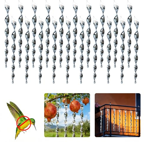 20Pcs Répulsif Oiseaux en Spirale Réfléchissant, Effaroucheur Oiseaux 360° | Spirale Effaroucheur Pigeons, pour Balcon Potager Verger Potager Jardin, Protège Maison de Décoration
