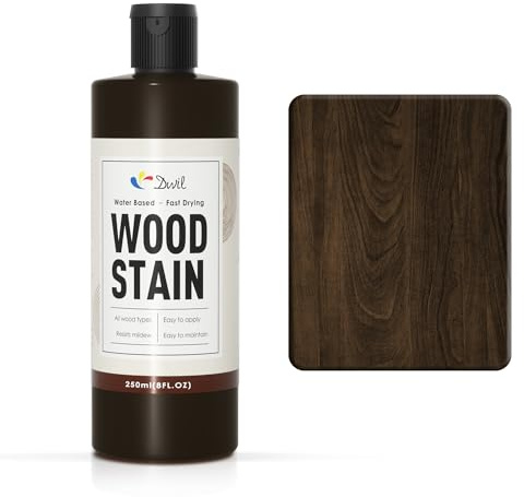 DWIL Wasserbasierte Holzbeize (Nussbaum) Holzlasur für alle Holzarten im Innen und Außenbereich, Schnell Trocknend, Geruchsarm, Einfach Aufzutragen, Holzfarbe für Möbel, Türen und Mehr-250ml